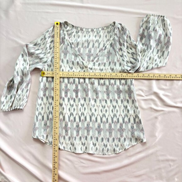 joie - 3/4 Sleeve Silk Blouse - Cream/Gray/Purple - Size XS - Picture 4 of 9